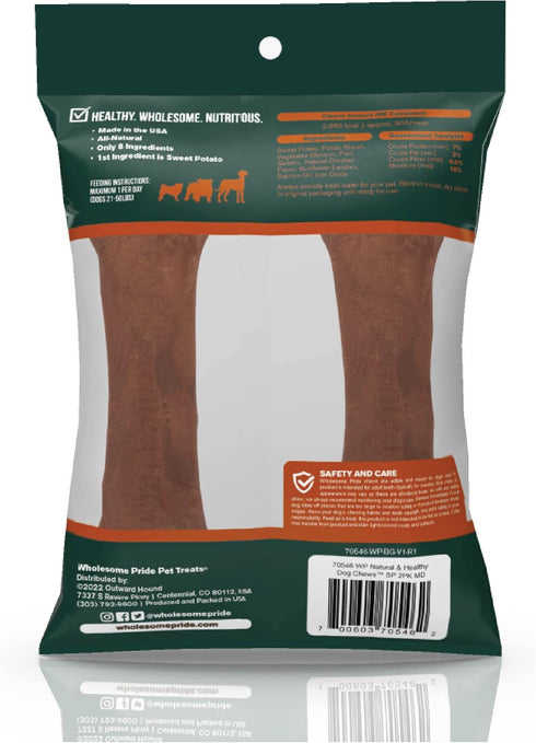 Wholesome Pride Natural & Healthy Sweet Potato Dog Chews, Medium, 2 pack