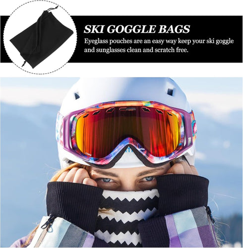 Homoyoyo 10PCS Sunglass Case, Microfiber Bag for Ski Goggles, Ski Mask Storage Pouch with Draw String