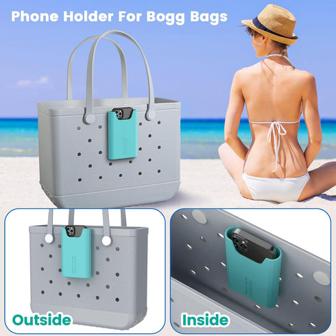 OUTXE Silicone Phone Holder for Bogg Bag, Compatible with All Bogg Bags, Cell Phone Holder for Beach Tote Bags