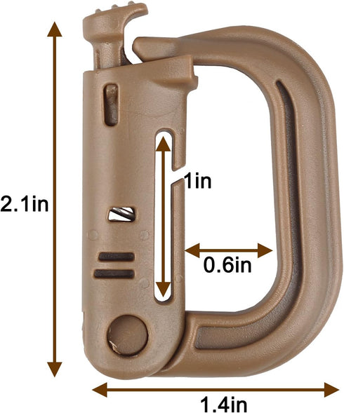 XTACER Tactical Multipurpose Small D-Ring Locking Hook - Set of 10 for Molle Webbing