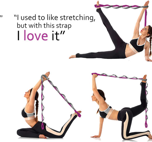 SANKUU Yoga Straps Stretching Strap with 12 Loops, Workout Poster for Exercise, Pilates, and Gymnastics