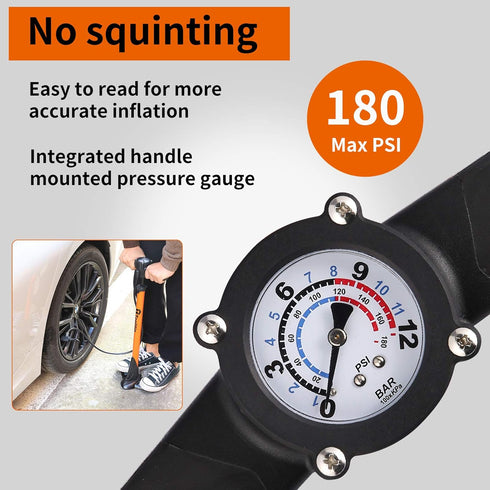 High Pressure Bike Pump with Gauge, Floor Bicycle Pump for Presta and Schrader Valve, Road Bike Tire Pump