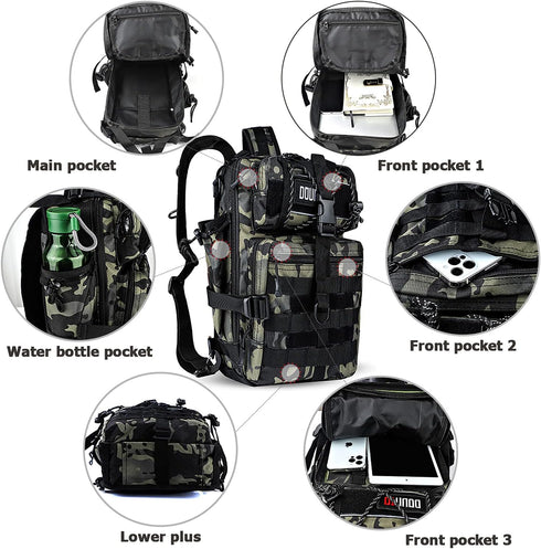 Tactical Backpack Medium EDC DayPack, Military Molle Outdoor Rucksack for Fishing Hunting Camping