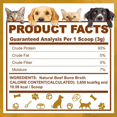 Zammex Immune 10.58oz Grass-Fed Beef Bone Broth Protein Powder for Dogs & Cats - Joint & Bone Support, Gut Health
