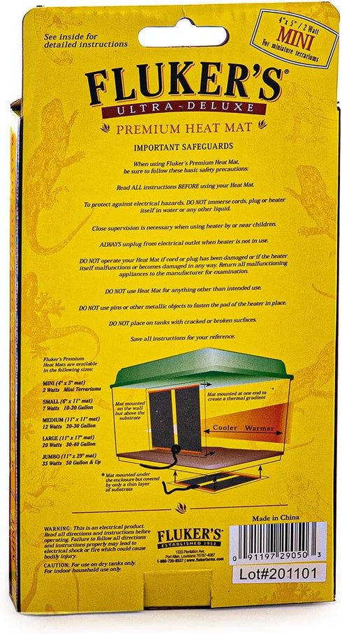 Fluker's Premium Heat Mat for All Reptiles and Amphibians, Mini 4"x5"