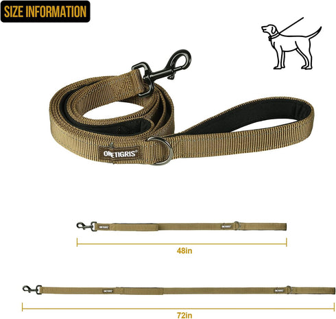 Handled No-Pull Dog Walking Leash, Long Traffic Leads for Medium to Large Dogs (Brown, 6FT) by OneTigris
