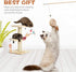 3-Pack Cat Wand Toys, 16-Inch Natural Wooden Teaser Wand with 5 Silvervine Sticks, Interactive Feather Wand for Indoor