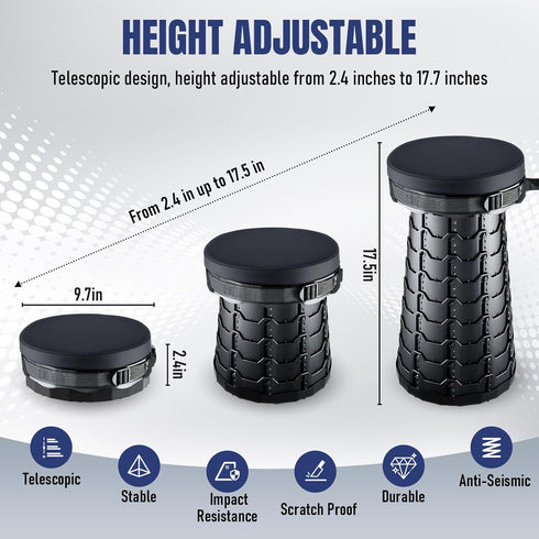 2026 Upgraded Collapsible Stool with Cushion, Portable Folding Stool for Adults Heavy Duty, Camping Stools for Outdoor