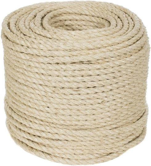 Natural Fiber Sisal Rope, 25 Feet Length, 1/2" Diameter for Various Uses