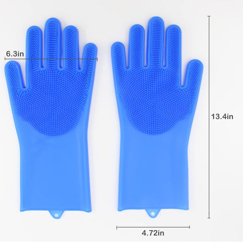 Pet Grooming Gloves, Yintoper Dog Washing Gloves - High-Density Teeth, Heat Resistant Silicone Cat Hair Remover, Blue