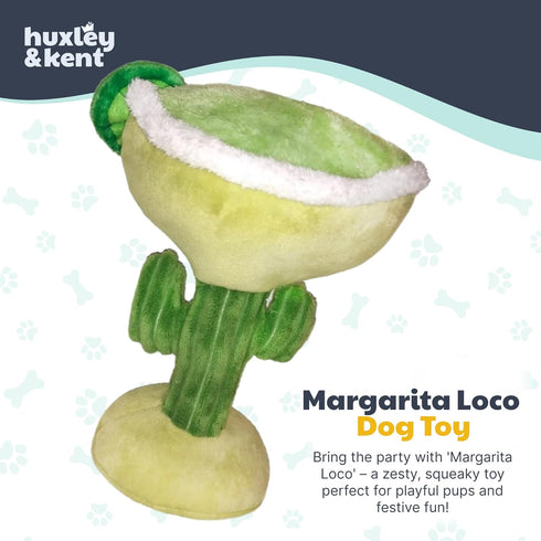 Huxley & Kent Plush Dog Toy w/Squeaker - Power Plush Stuffed Toy for Small & Large Dogs, Margarita Loco
