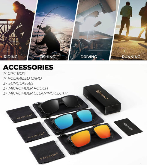 KALIYADI Polarized Sunglasses for Men - Lightweight UV Protection for Driving, Fishing, Golf
