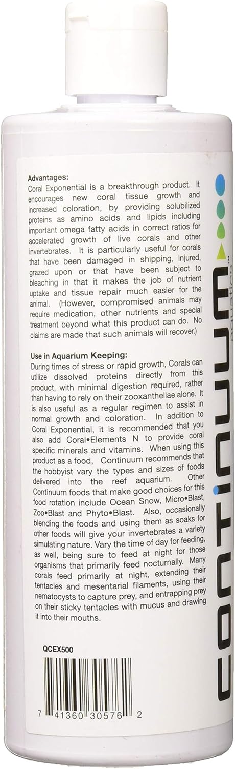 Continuum Aquatics Coral Exponential, 500 ml Coral Growth Accelerator & Amino Acid Complex for Live Corals & Reef