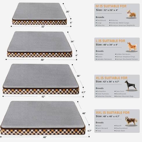 Magic Dog Orthopedic Bed for Extra Large Dogs, Super Soft 2-layer High Density Foam, Non Slip Bottom Mattress with