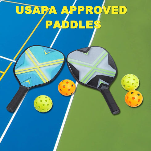 PATIKIL Pickleball Paddles Set with 4 Premium Wood Rackets, Cushion Grip, 4 Balls, Cooling Towels, Carry Bag