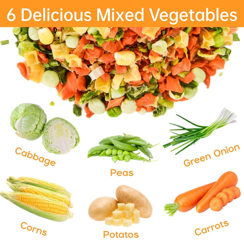 Egcina 16OZ 100% Packaging 6 Dehydrated Freeze Dried Vegetables - Natural Large Ramen Toppings, Mixed Vegetable Flakes