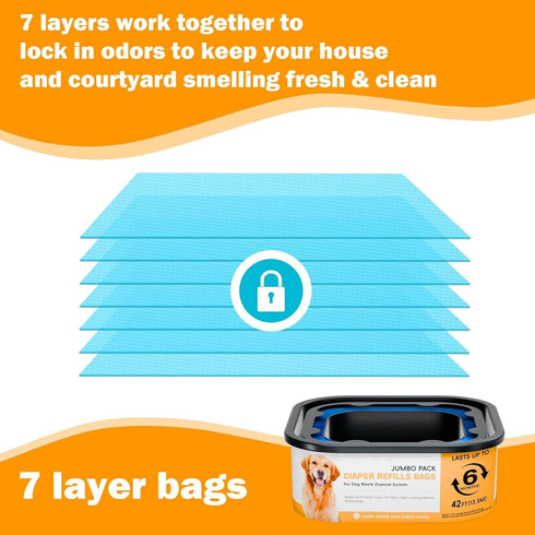 BATADAPTER 42FT 6 4 Pack Jumbo Square Refills Disposal Bags Refill Compatible with Pe.t Dogs Gen.ie Dog Waste Disposal