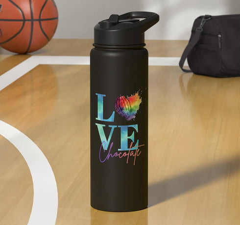 Fleur Sauvage Chocolates Love Chocolate Cocoa Pod Heart Stainless Steel Insulated Water Bottle