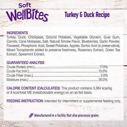 Wellness-Wellbites Natural Grain Free Soft Dog Treats, 4 Flavor (Beef & Turkey, Chicken & Venison, Chicken & Lamb,