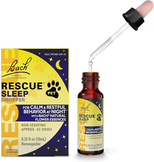 RESCUE Bach PET SLEEP Dropper 10mL, Sleep Aid for Dogs & Cats, Homeopathic Stress Relief, No Melatonin