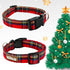 Christmas Plaid Dog Collar, Adjustable Red Collar for Boy and Girl Dogs with Strong Plastic Buckle, L