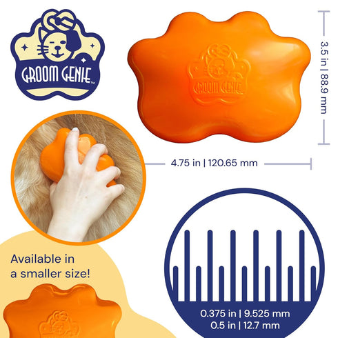 Large 5" Dog Pet Hair Massaging Brush Grooming Tool for Cats, Dogs, Long or Short Hair, Tangerine Orange