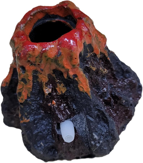 Aquarium Ornament Volcano, Fish Tank Bubble Stone Decoration, Bubbler Large Decor Landscaping (Small with Bubbler)