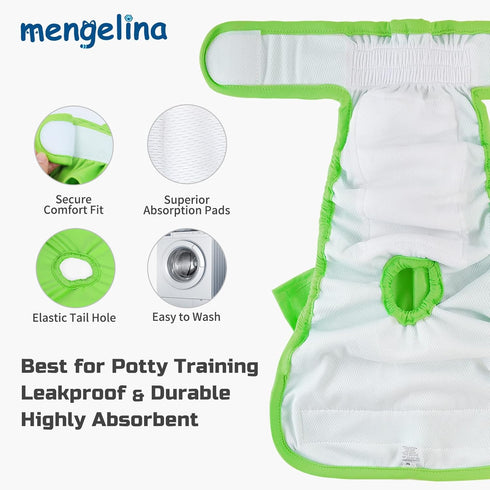 3 Pack Reusable Dog Diapers Female Washable Highly Absorbent Doggie Diapers, Flexible Doggy Diapers Female, Leak-Proof