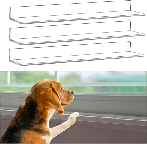 3 Pcs Clear Pet Window Sill Protector, 33.5'' x 2.25'' x 0.16'' Against Dog Cat Scratching, Transparent Guard