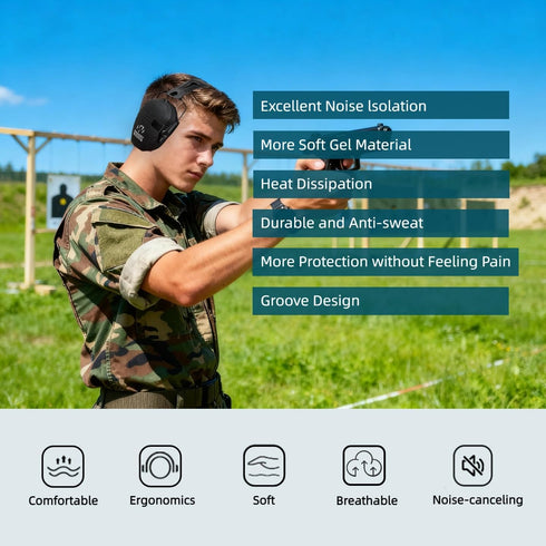 Yaherik Gel Ear Pads Replacement for Walker's Hearing Protection Earmuffs with Inner Cooling Gel& Sealed Bottom Shell