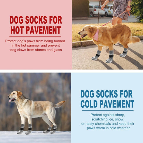 EXPAWLORER Anti Slip Dog Socks, Dog Shoes for Hot Pavement, Traction Control Booties for Small Medium Large Dogs