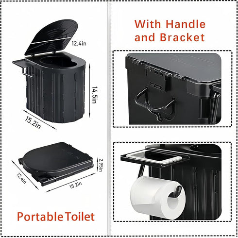 UOPBYEA Portable Camping Toilet for Adults With Urine Gel & Leak-Proof Bags and Wider Seat, Washable Portable Potty
