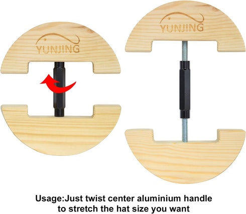 Wooden Hat Stretcher Adjustable Buckle, One Size Fits All from 6-1/2 to 9-1/2, Heavy Duty