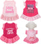 Weewooday 4 Pieces Cute Pink Pet Dress Shirt - Dog Sundress Printed Puppy Summer Apparel Clothes with Ruffles for Small