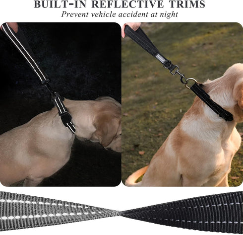 VIVAGLORY Short Dog Leash, 12INCH Traffic Leash for Medium & Large Dogs, Short Training Leash, Black