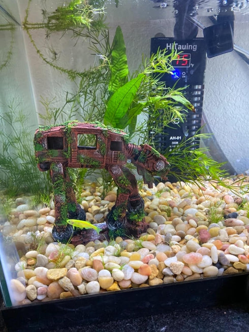 AT-AT Walker Aquarium Decorations - Cool Fish Tank Decor for Betta Fish Hide Cave Ornament