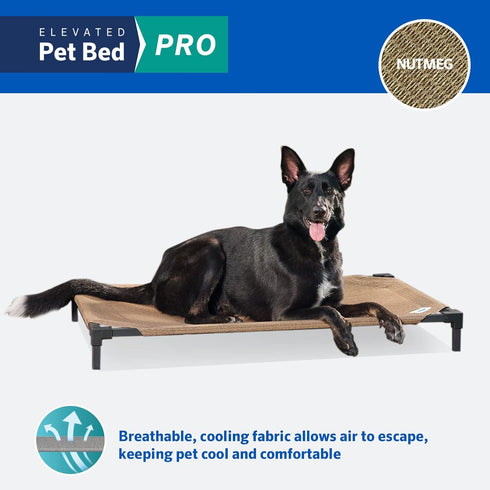 COOLAROO Cooling Elevated Dog Bed PRO Standard, Fits in 48in Crate, Easy Assembly Frame, Nutmeg Color