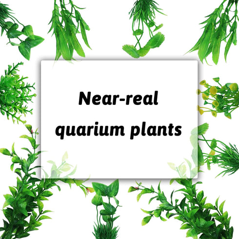 Fish Tank Accessories, 10pcs Green Plastic Plants for Aquarium Decor and Fish Tank Decorations