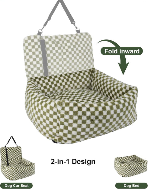 30 lbs(Grid Dog Car Seat for Small Dogs,Medium Dog Car Bed with Detachable Washable Cover,Pet Puppy Booster Cars Seats
