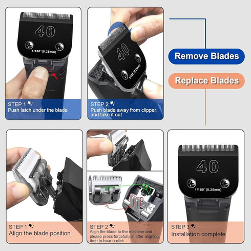 7F Blades for Dog Grooming Compatible with Andis/Oster A5/Wahl KM-10 Series - Detachable Clipper Replacement Blade