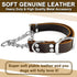 Leather Martingale Dog Collar, Adjustable for Medium Large Dogs, Soft Genuine Cowhide with Stainless Steel Chain (L,