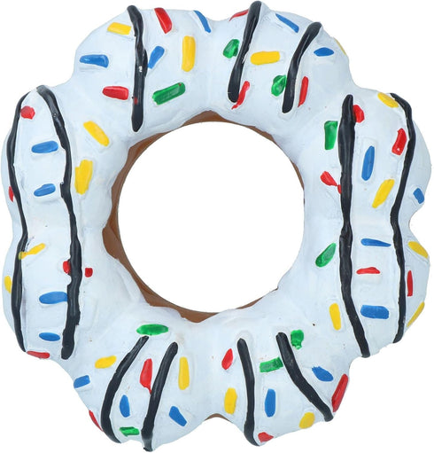 AB Tools 4x4x14cm Pet Dog Vinyl White Donut Food Dog Toy Play Toy with Squeak