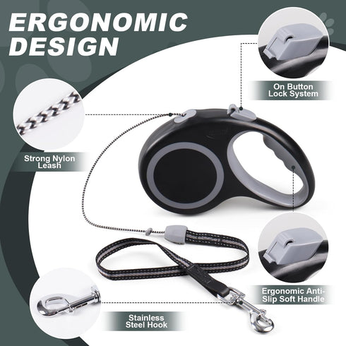 Retractable Dog Leash, 20 FT Walking Leash for Small/Medium Dogs or Cats up to 44 lbs, Tangle Free Nylon Cord