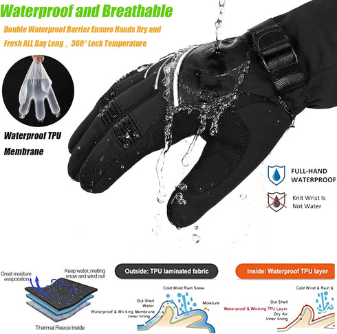 MOREOK MK020F 3M Thinsulate Winter Gloves One Pair (Black-Medium)