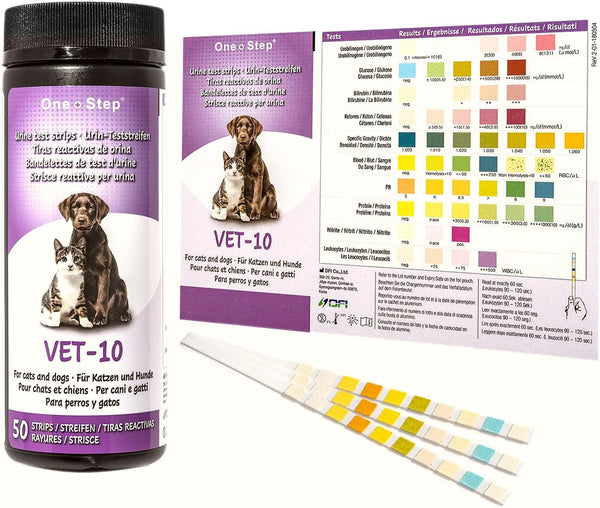 Pet Urine Testing Strips, 50 x Urinalysis Parameter Tests for Dogs, Cats, Accurate Testing for Vets