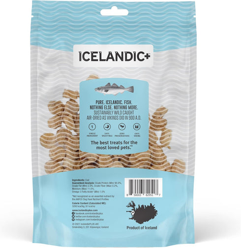 Icelandic+ Mini Fish Chips: Cod - 2.5oz Bag, Wild-Caught & Air-Dried Dog Treats, Crunchy Pet Snacks