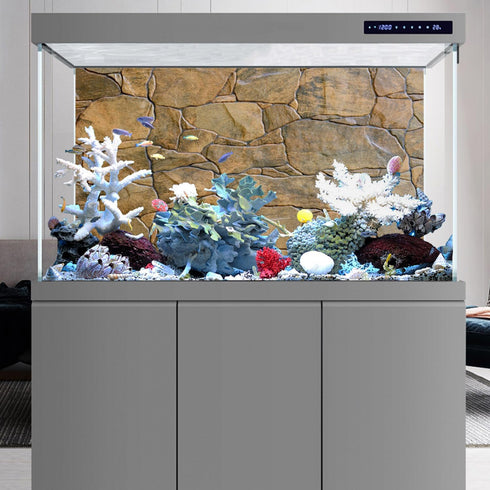 AWERT Stone Aquarium Background 72x18 inches, Rocky Fish Tank Background, Vinyl Terrarium Background