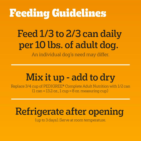 13.2 oz. 12 Count Pedigree Chopped Ground Dinner Adult Soft Wet Dog Food with Beef, Canned Dog Food, Cans