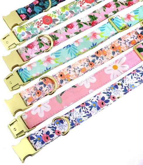 Beirui Cute Girl Dog Collars for Small Medium Large Dogs, Floral Patterns for Wedding Holiday, Neck 12-18", Green-3