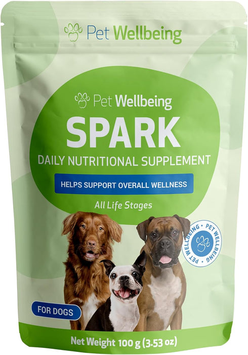 Pet Wellbeing Spark Daily Nutritional Greens Superfood for Dogs & Cats - Probiotics, Digestive Enzymes, 3.53 oz